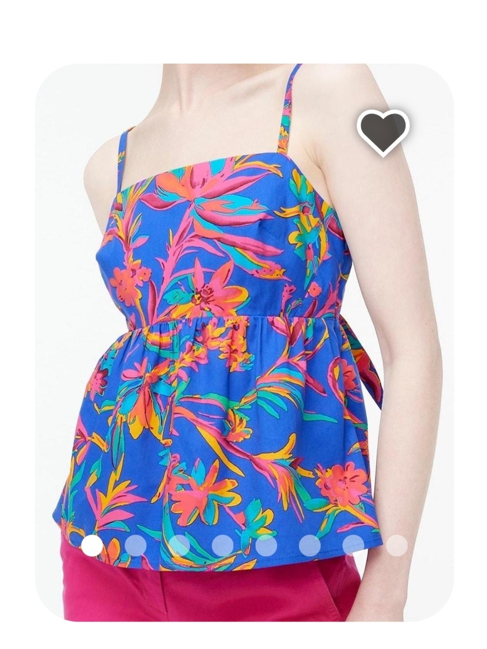 J crew 2 Women’s Blue Tropical Floral Spaghetti-Strap Top